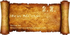 Uhrin Márton névjegykártya