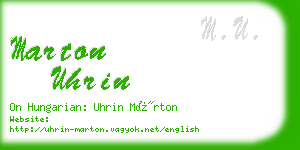 marton uhrin business card